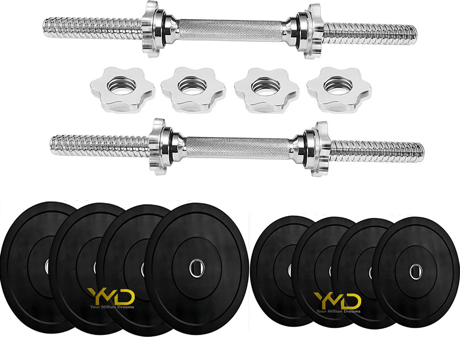 Image of HACKERX (2KG X 4PC) Home Gym Set, Rubber Dumbbell Set, Rubber Dumbbell Adjustable Dumbbell