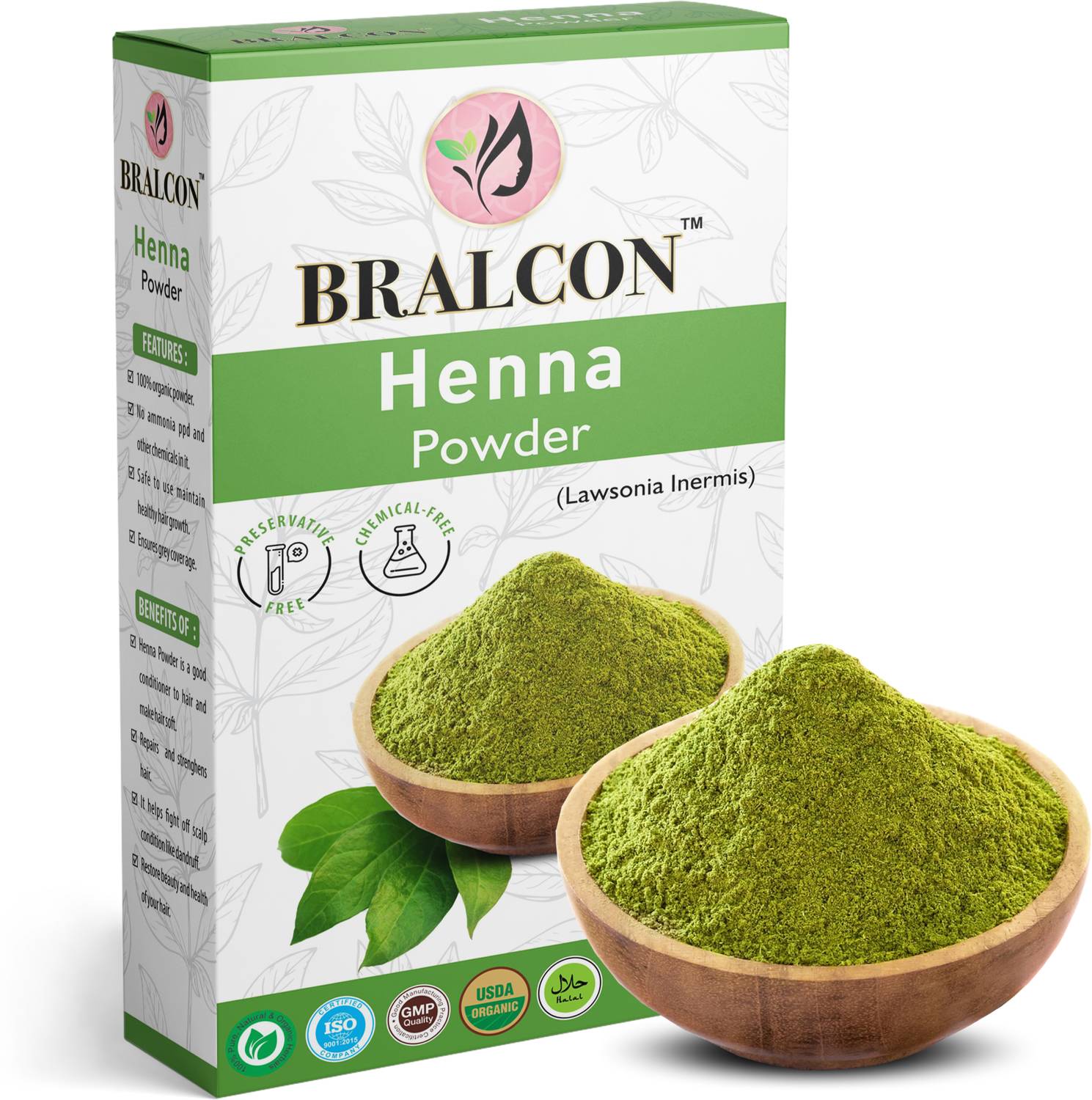 BRALCON Organic Henna/Mehendi Powder - 100g|100% Natural Powder for Hair Color |