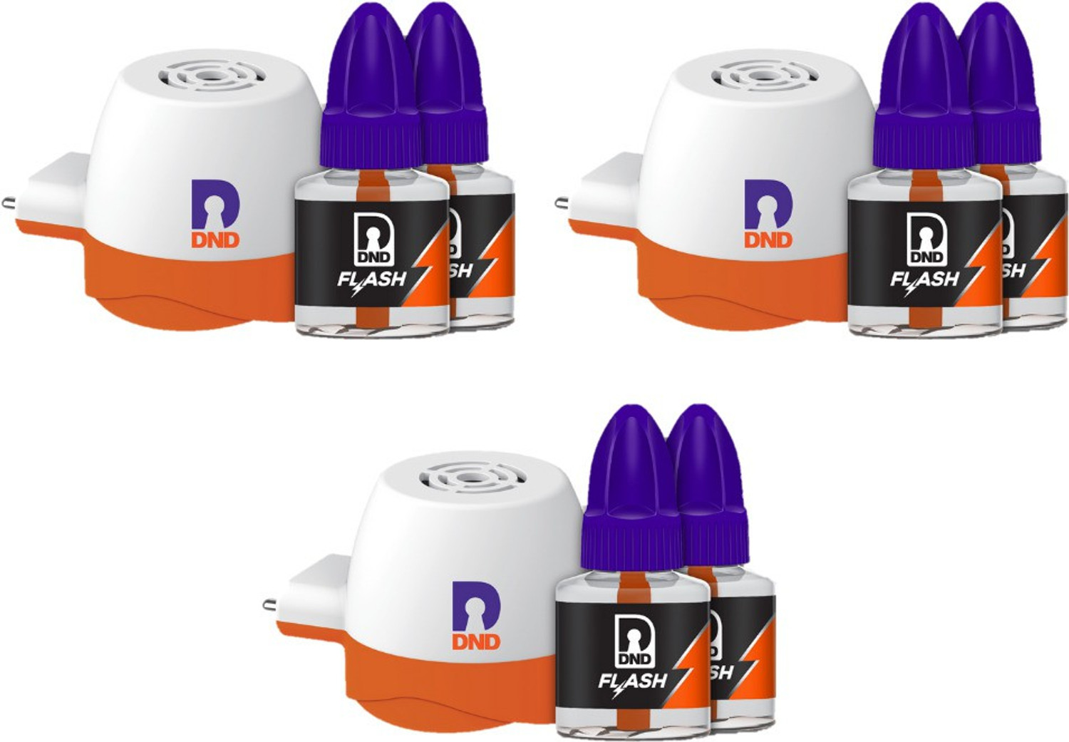 Image of DND Flash Mosquito Repellent Refill |3X Turbo Power|Combo 6 Refills & 3 Machine | Mosquito Vaporiser