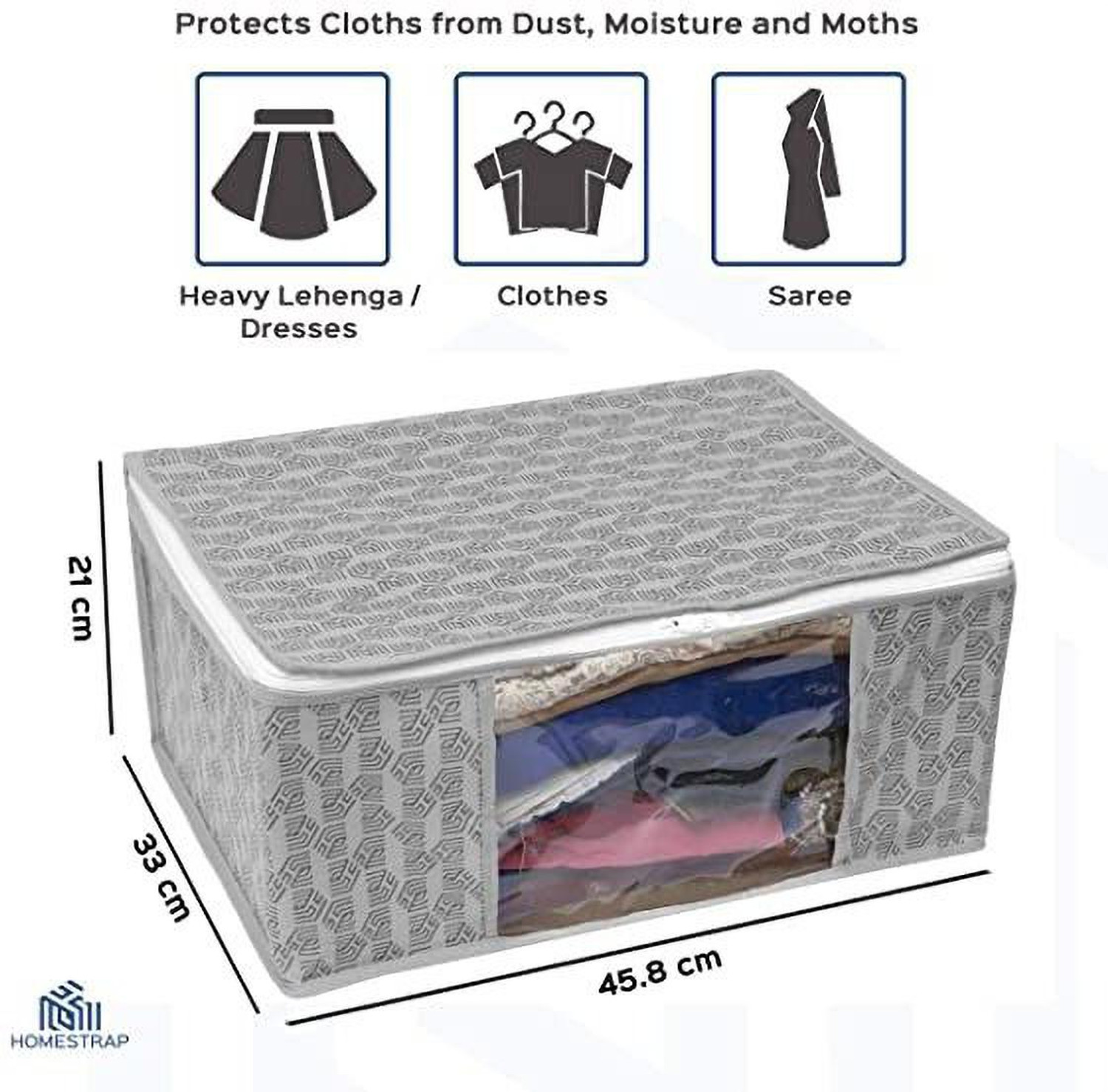Image of HomeStrap Saree /Dress Cover Cloth Storage /Organiser with Transparent Window