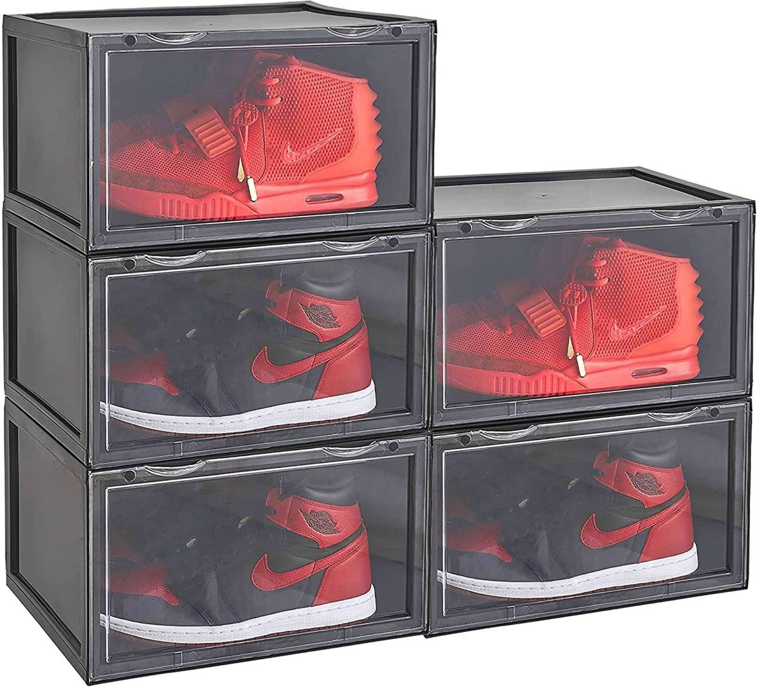 Image of COROID Plastic Sneaker Containers Bins Portable Storage Organizer Space Saving Foldable Plastic Collapsible Shoe Stand
