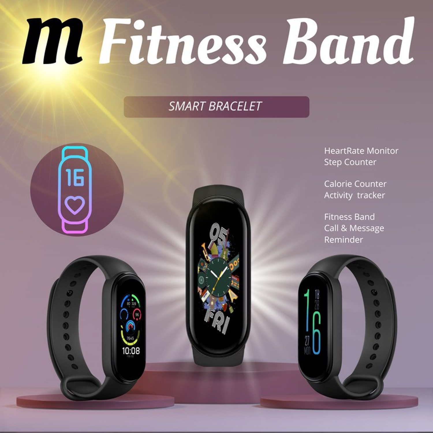 Image of Mabron M7 Smart Watch Band Fitness Heart Rate