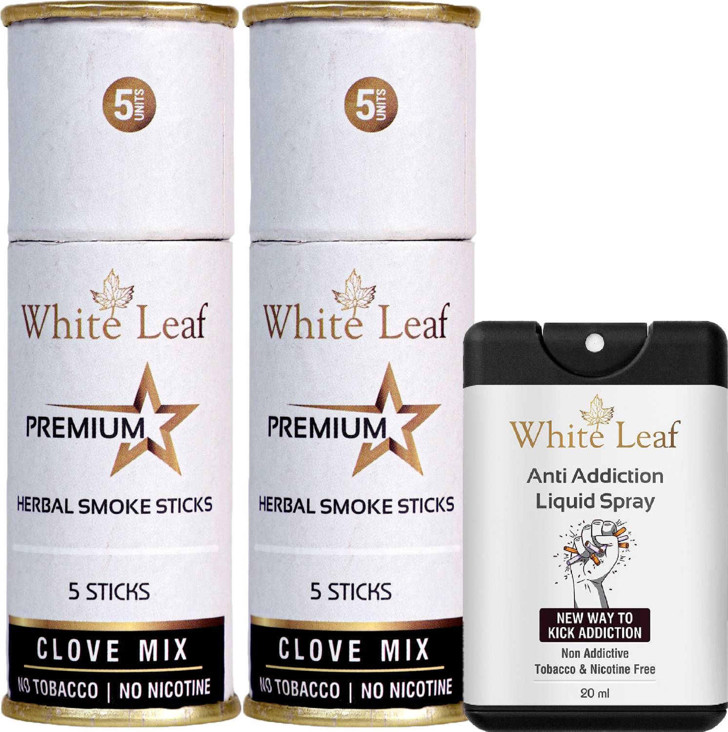 herbal no nicotine cigarettes White Leaf Premium Smoke Tobacco/Nicotine Cigarette Clove Flavor(10 Smoke, Shot) Smoking Cessations Price in India non tobacco cigarettes Ayurvedic &