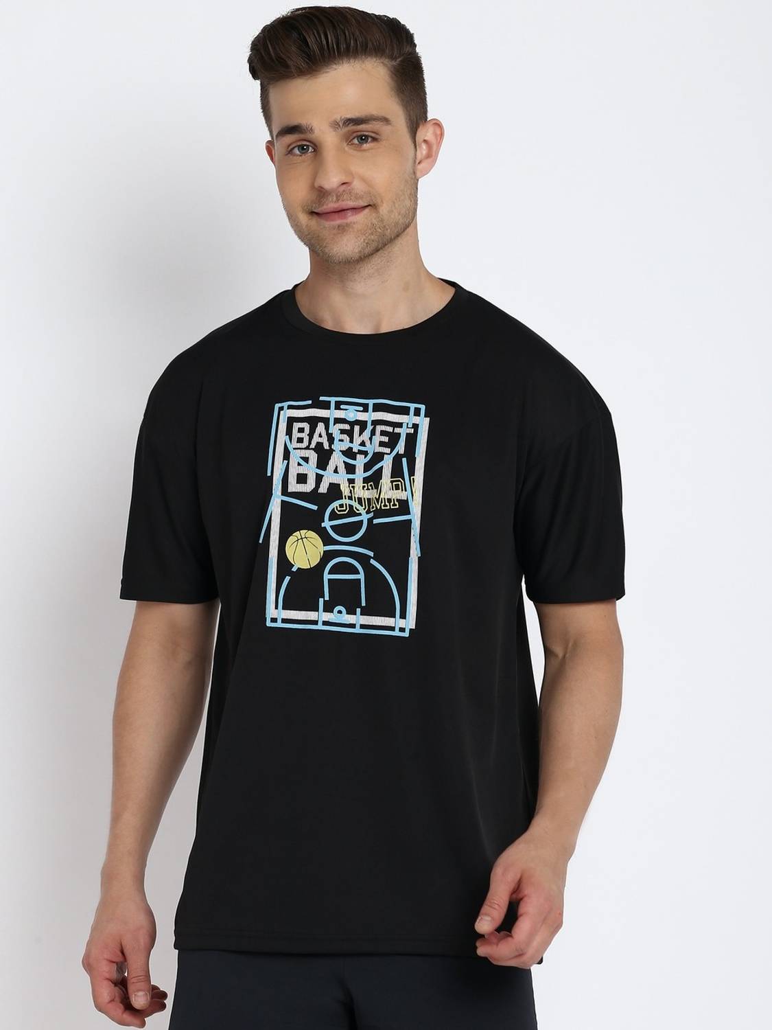 Aditya Birla - abof Printed Men Round Neck Black T-Shirt