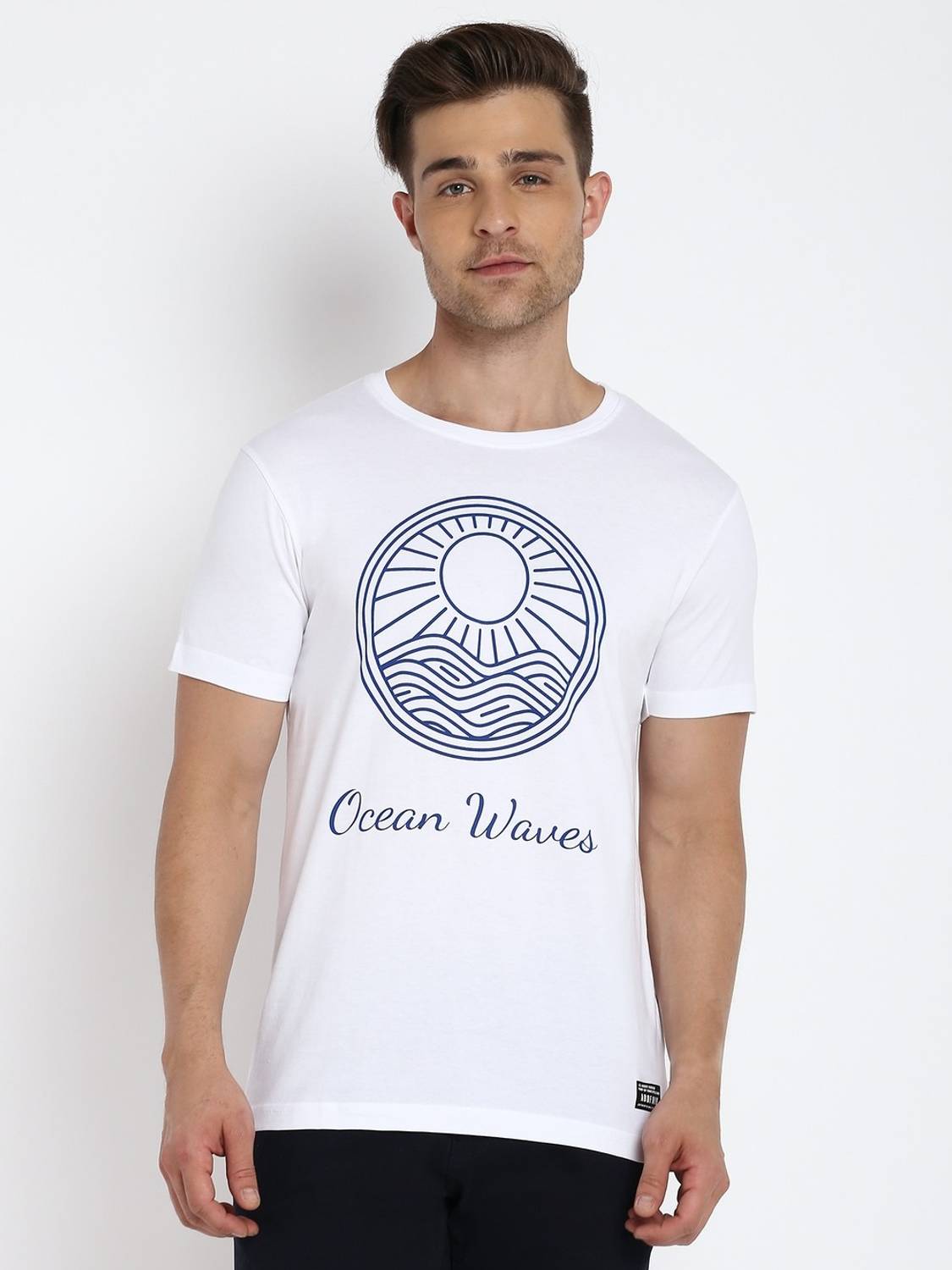 Aditya Birla - abof Printed Men Round Neck White T-Shirt