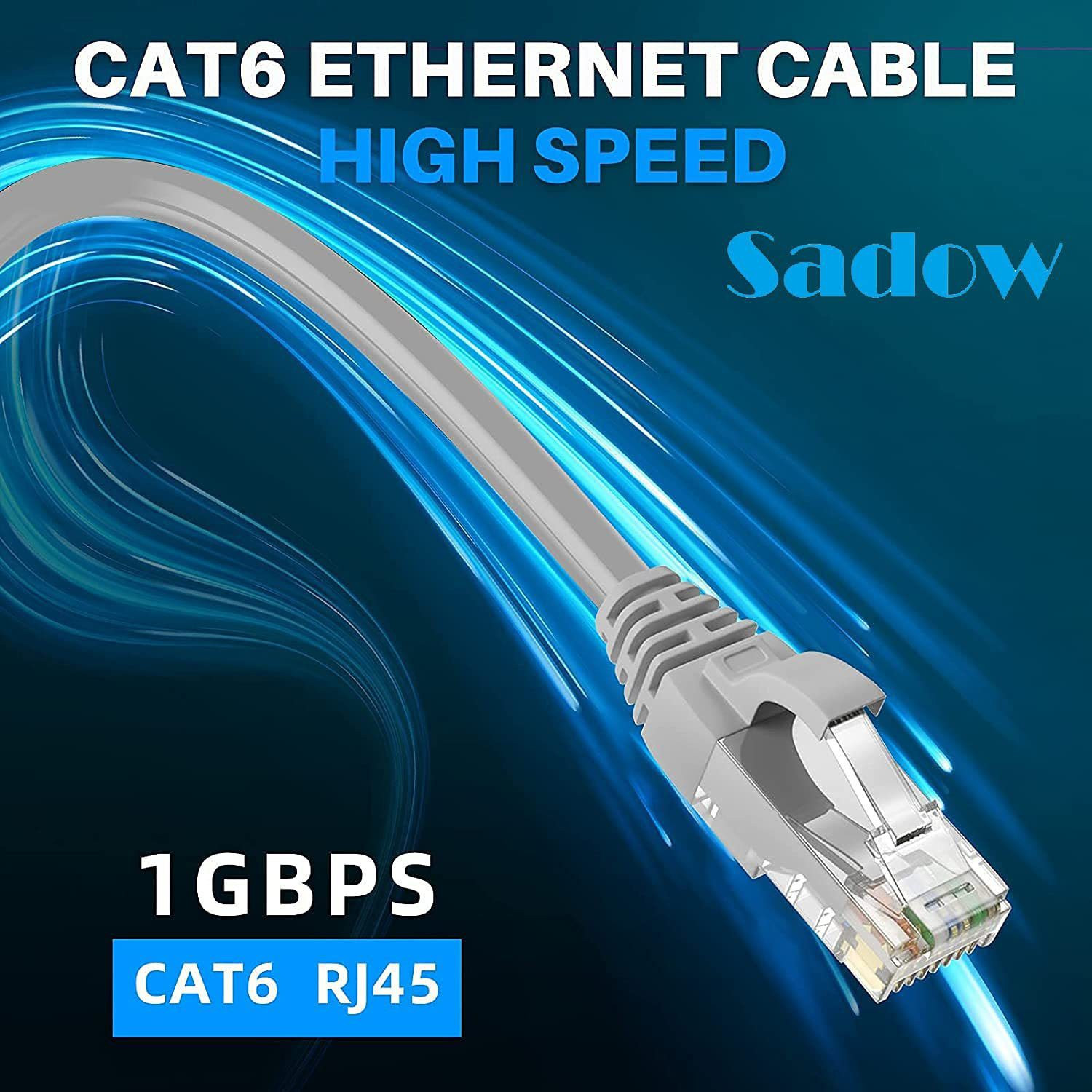 Image of Sadow LAN Cable 50 m 50 METER Ethernet Cable CAT 6 Internet Cable RJ45 LAN Wire Patch Cord