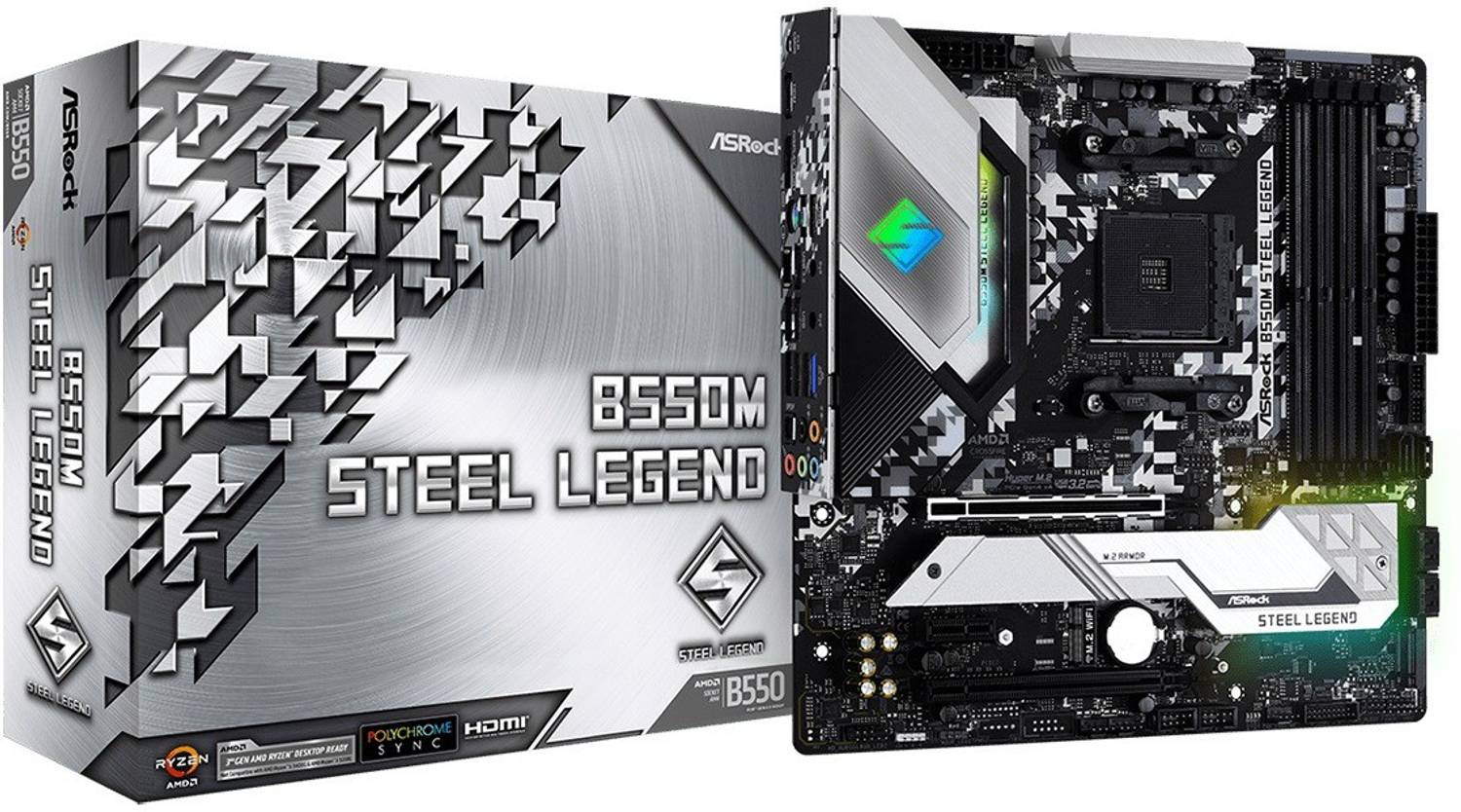 CPU Asrock B550 Steel Legend+ Ryzen 7 5700X ASRock B550M Steel Legend AM4Socket Micro-ATX AMD B550 Chipset