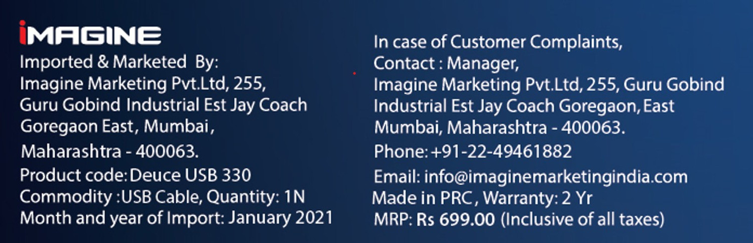 Image of boAt USB Type C Cable 3 A 1.5 m Deuce USB 330 2-in-1 Micro USB and with 3A Fast Charge, 480mbps