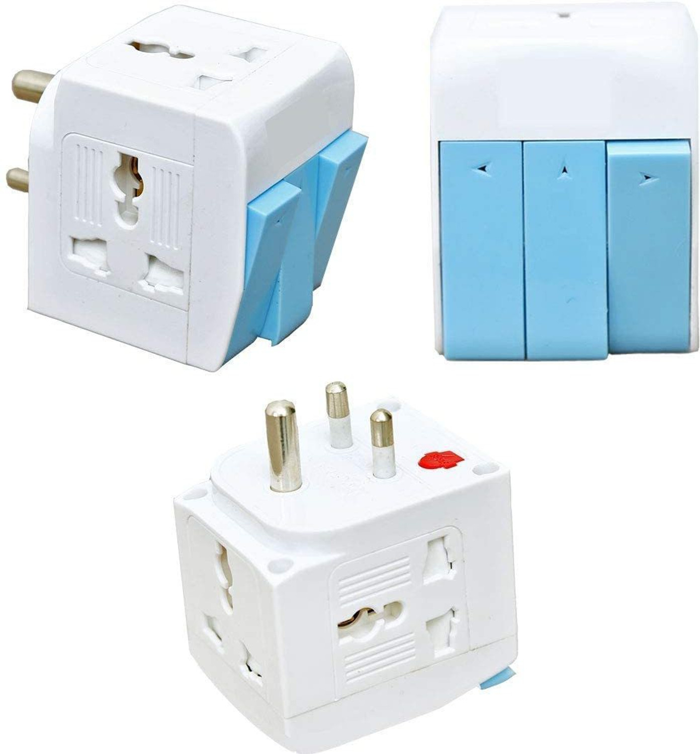 Image of BIYALI 3 Pin 3 Way Universal Multiplug Adaptor with Individual Switch Safety Shutter 10 A Three Pin Socket