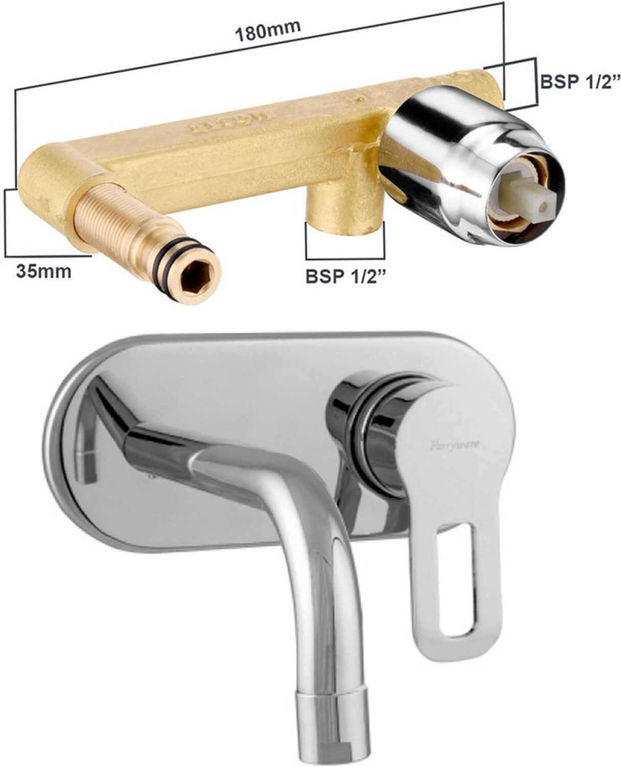 Image of Parryware Concealed Body basin mixer with upper trim 1 pic 07602 Diverter Faucet