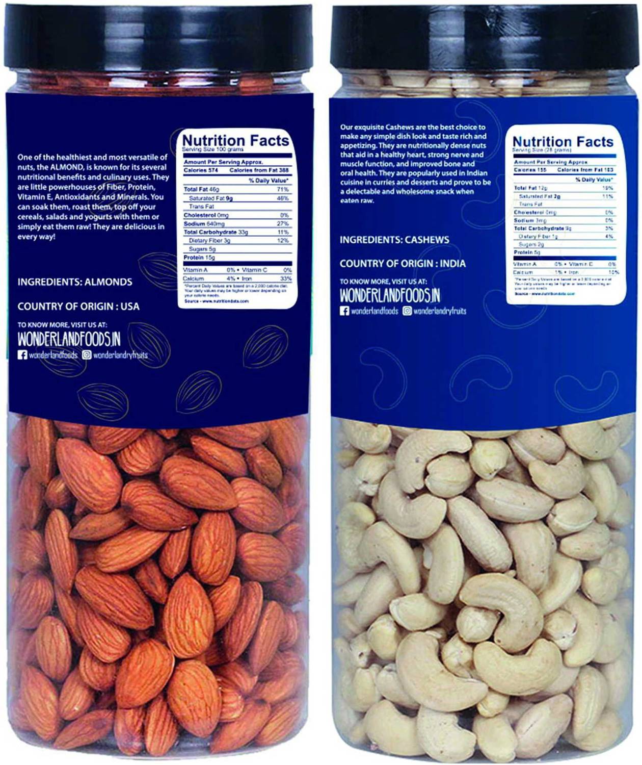 WONDERLAND Premium Almond and Cashew 1kg Combo - Image 3