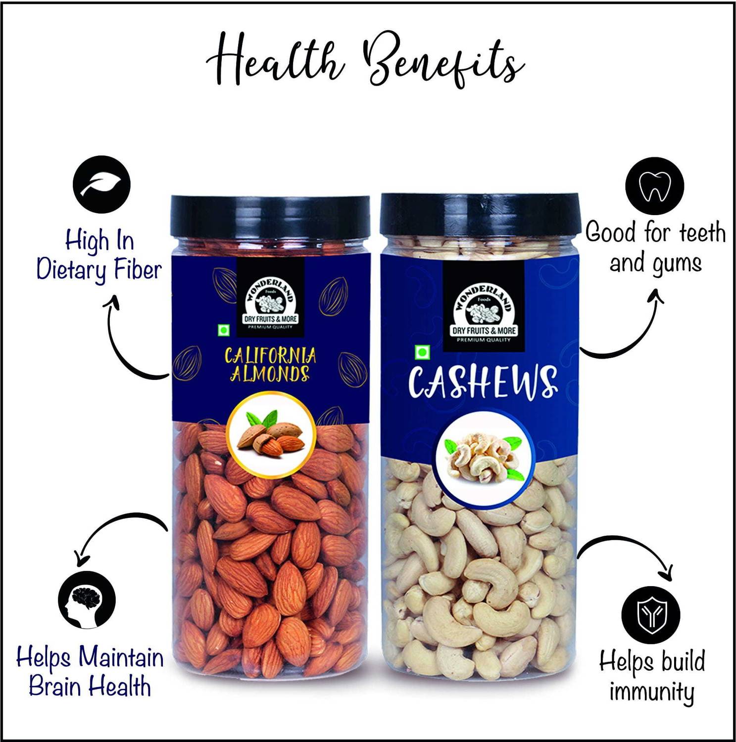WONDERLAND Premium Almond and Cashew 1kg Combo - Image 5