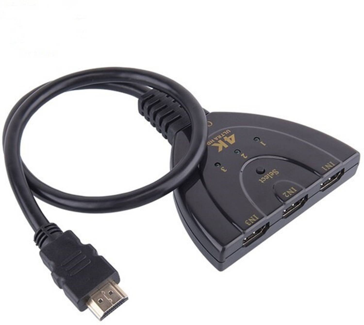 Crystonics HDMI Splitter 4K*2K 3D Mini 3x1 HDTV Pigtail Switch wi