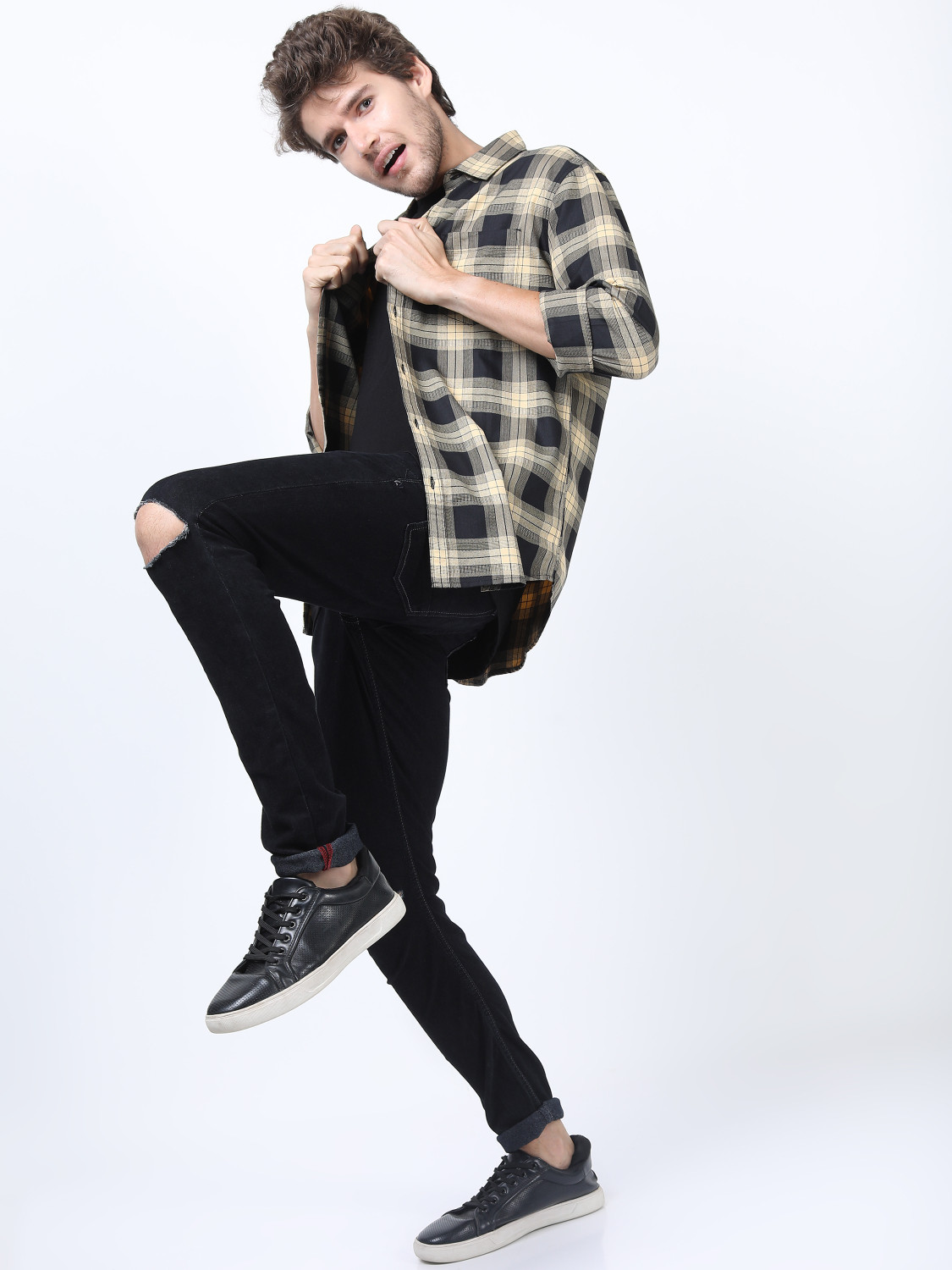 Image of HIGHLANDER Men Checkered Casual Multicolor Shirt