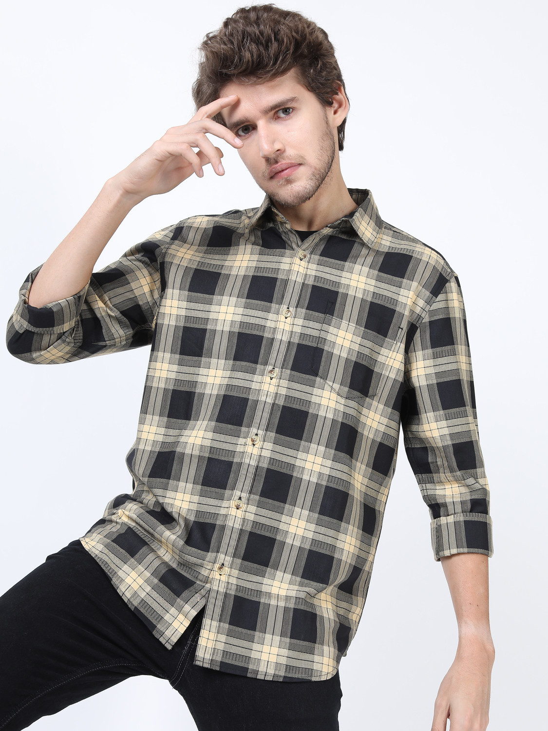Image of HIGHLANDER Men Checkered Casual Multicolor Shirt