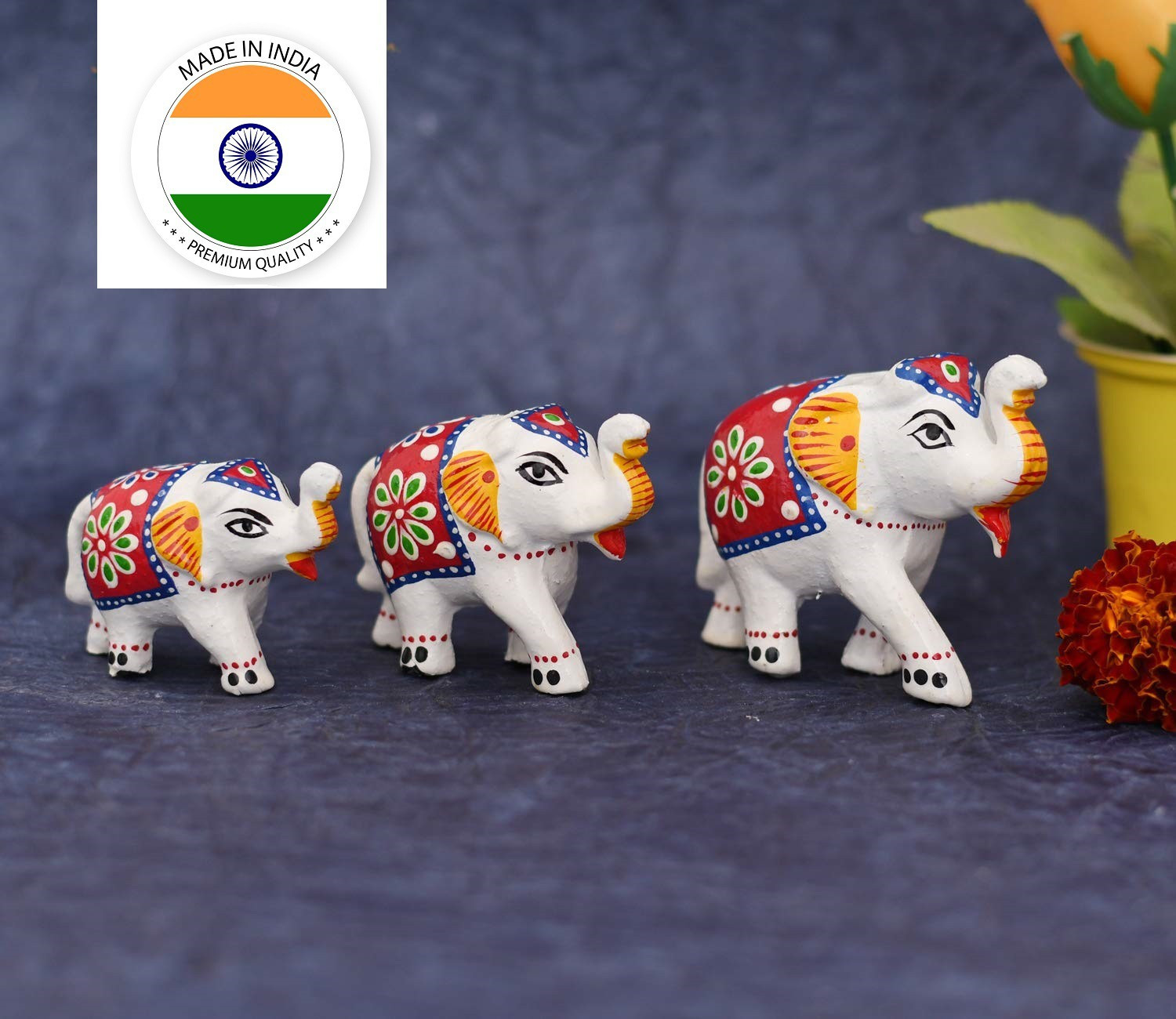 Image of Great Art Elephant Showpiece Royal Elephant for Decoration and Gift Purpose Decorative Showpiece - 3.5 cm