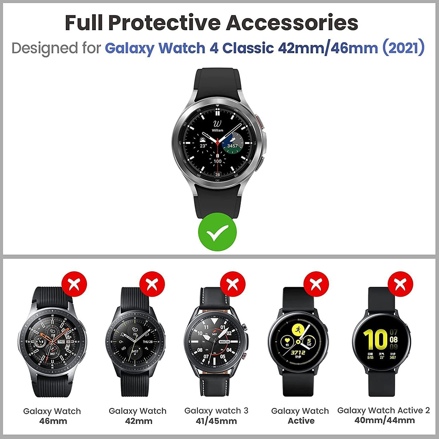 Image of Oboe Bumper Case for Samsung Galaxy Watch 4 42mm Classic Cover Thin Bumper Shell Protector Watch Case