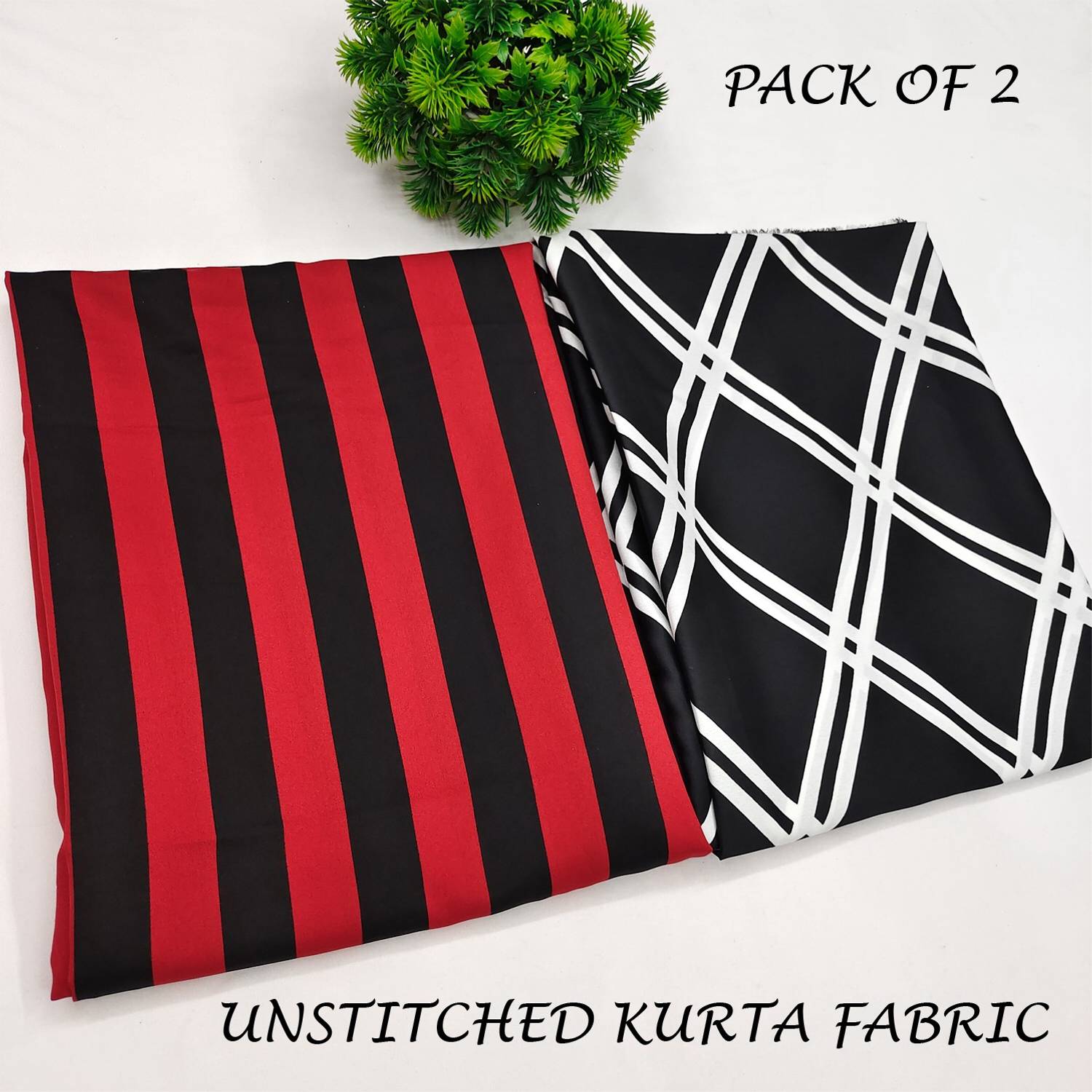 ANAND Crepe Striped Kurta Fabric