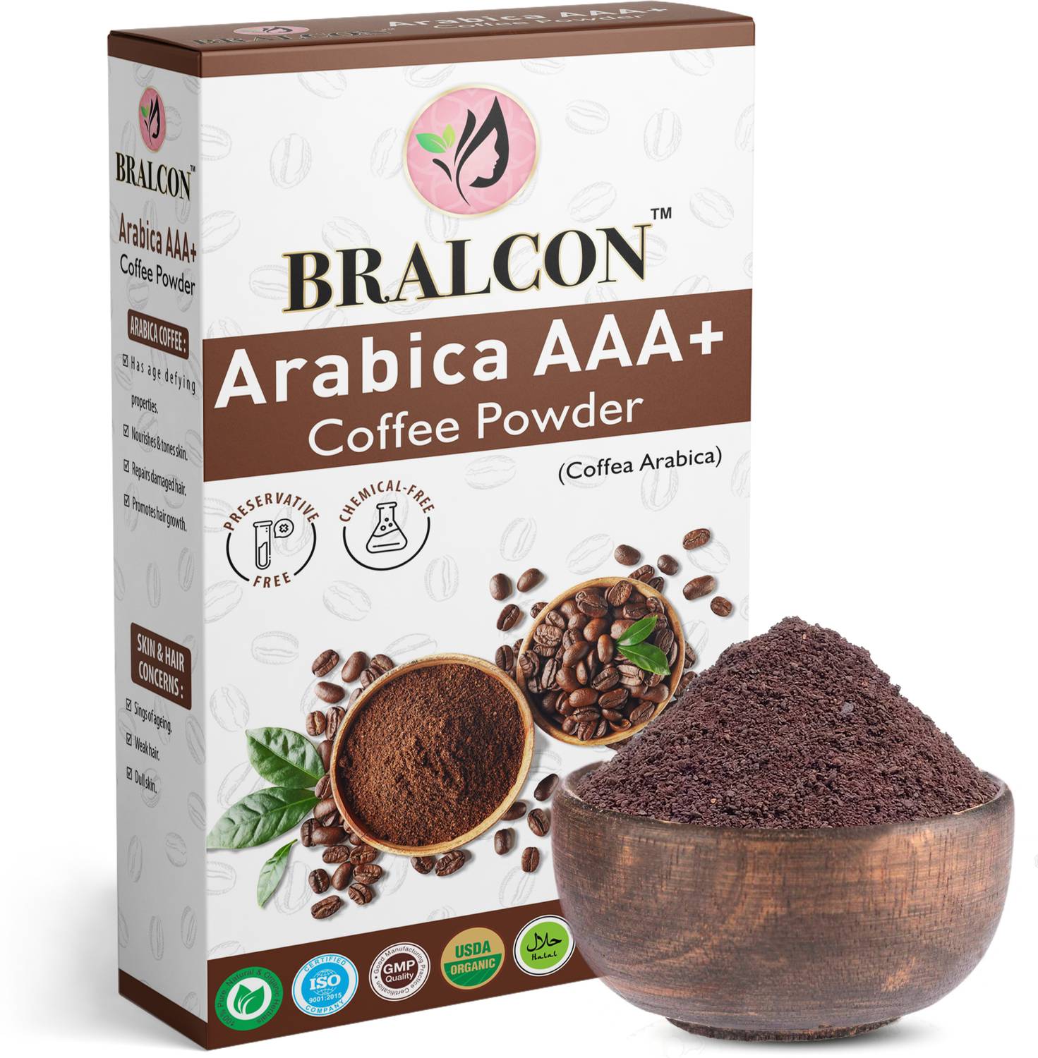 BRALCON Organic Arabica AAA+ Coffee Powder-100g|Coffee Powder for Body Scrub Tan Removal
