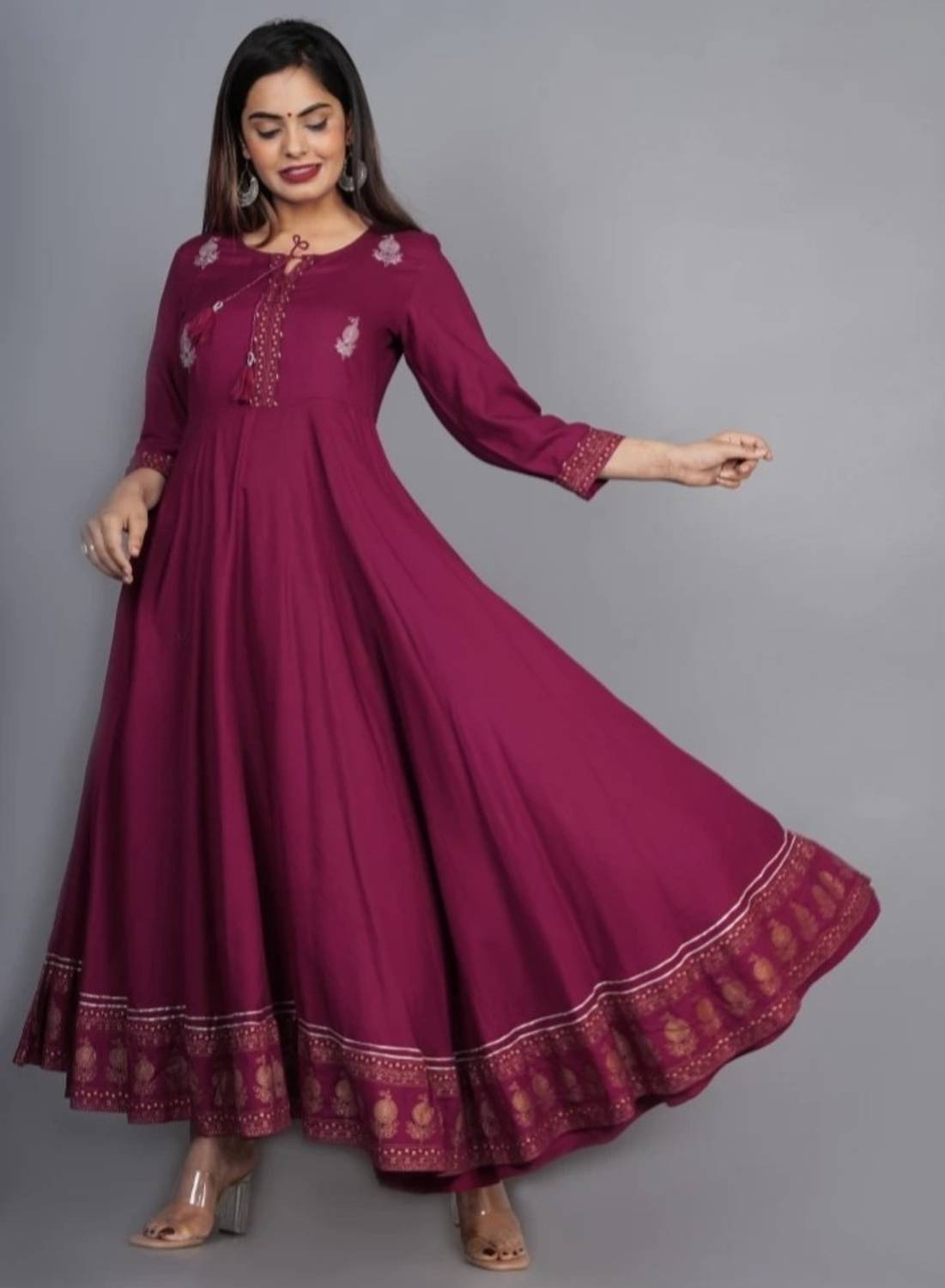 JAYANSHU ENTERPRISES Women Embroidered Viscose Rayon Anarkali Kur