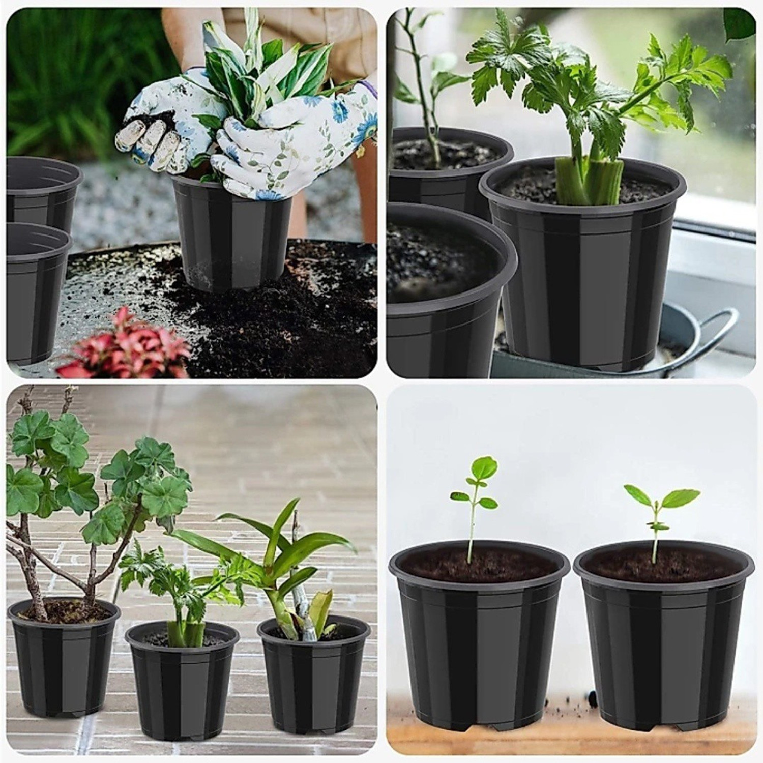 Image of SNSHOPEE 8 inch Size Nursery Plant Pot for Home, Garden gardening and decoration Plant Container Set (Pack of 9, Plastic)