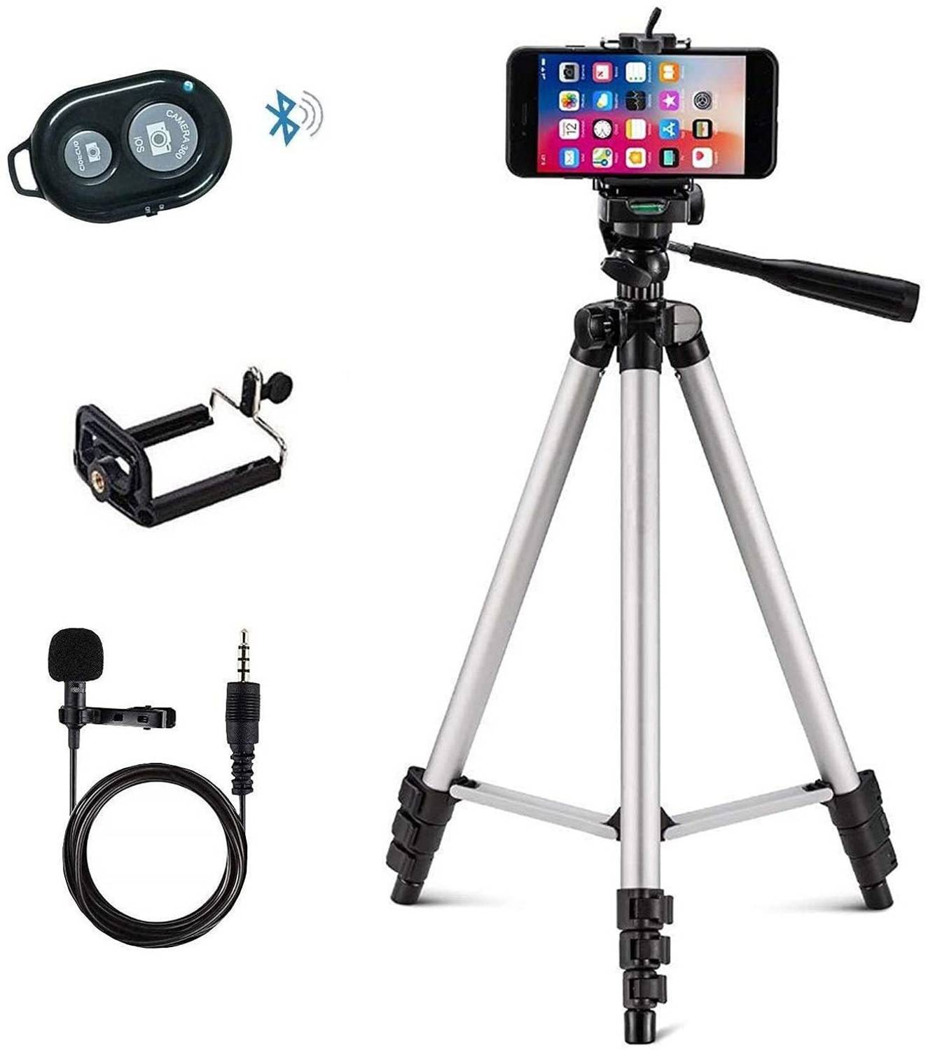 Planetoid 3110 Combo Tripod with Selfi Remote and Collar Mic 1.5 Meter Long, Mobile Stand Tripod