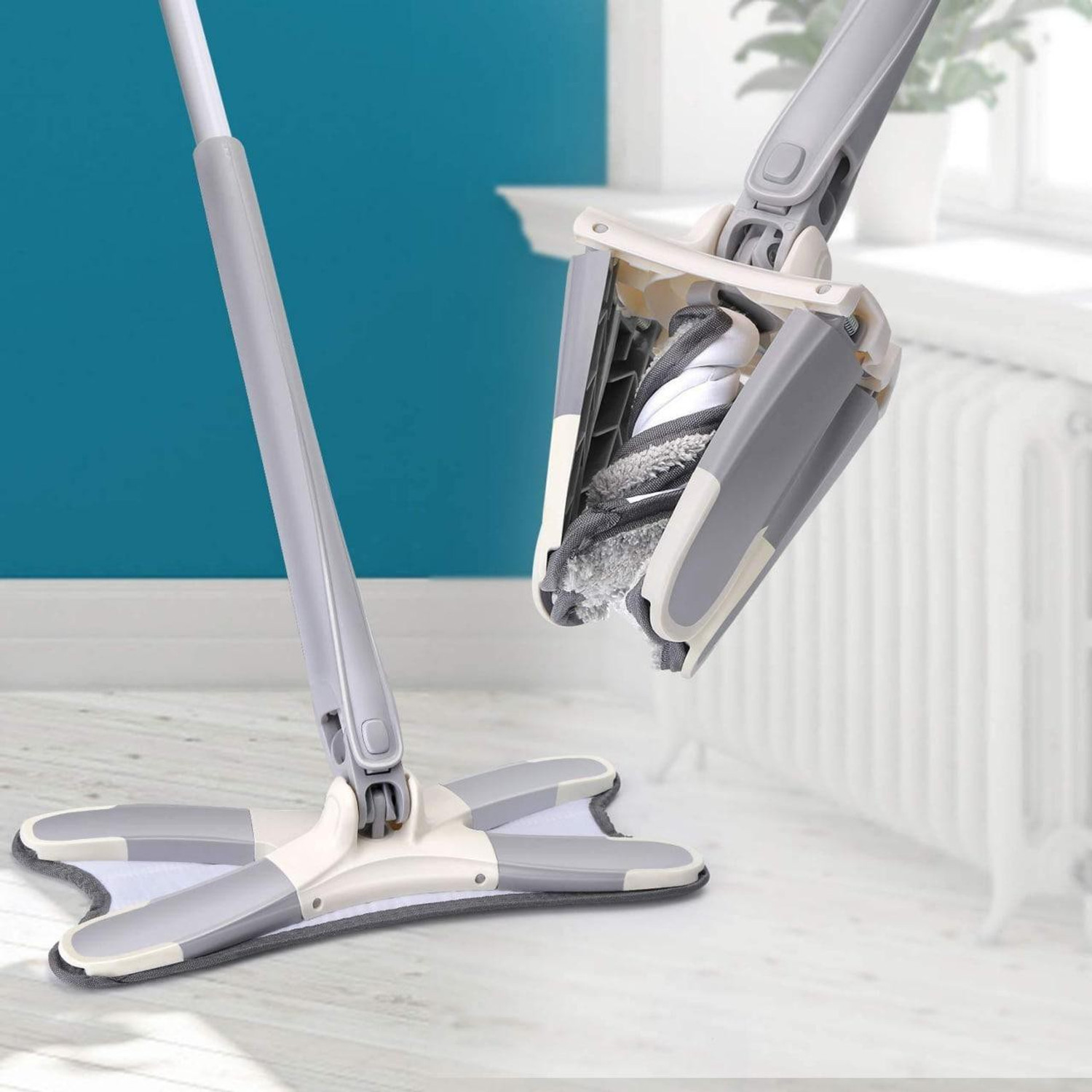 Image of jpdsrn Easy Self-Wringing Microfiber Flat Floor X Shape mop Wet & Dry Mop