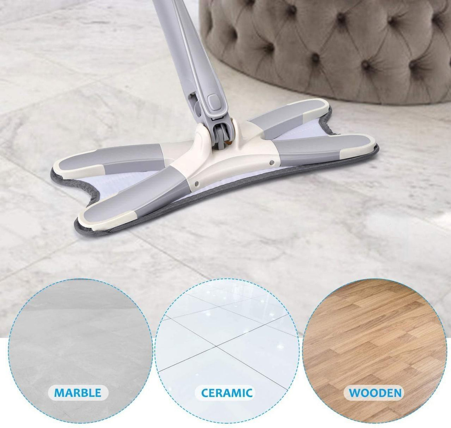 Image of jpdsrn Easy Self-Wringing Microfiber Flat Floor X Shape mop Wet & Dry Mop
