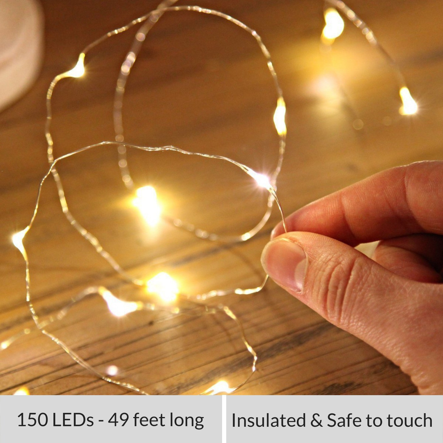 Image of MANSAA 150 LEDs 15 m Gold, Yellow Steady Water Drop Rice Lights