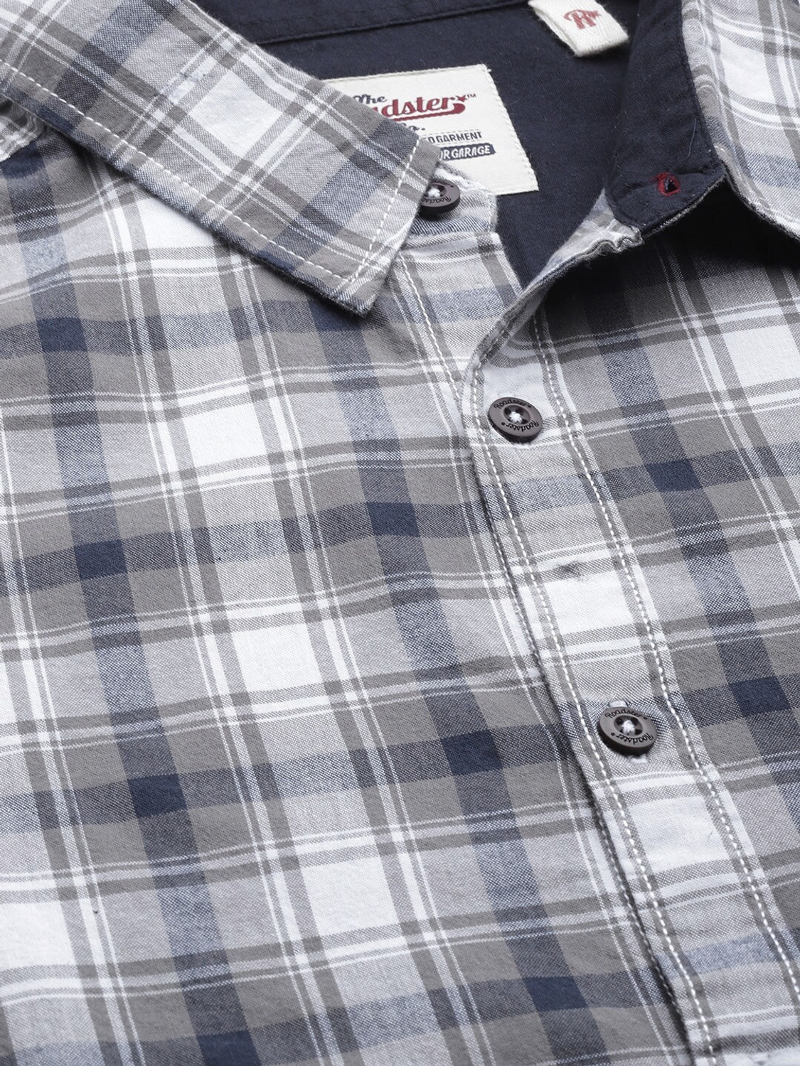 Image of Roadster Men Checkered Casual Grey Shirt