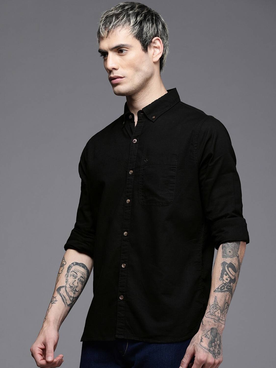 WROGN Men Solid Casual Black Shirt - Image 5