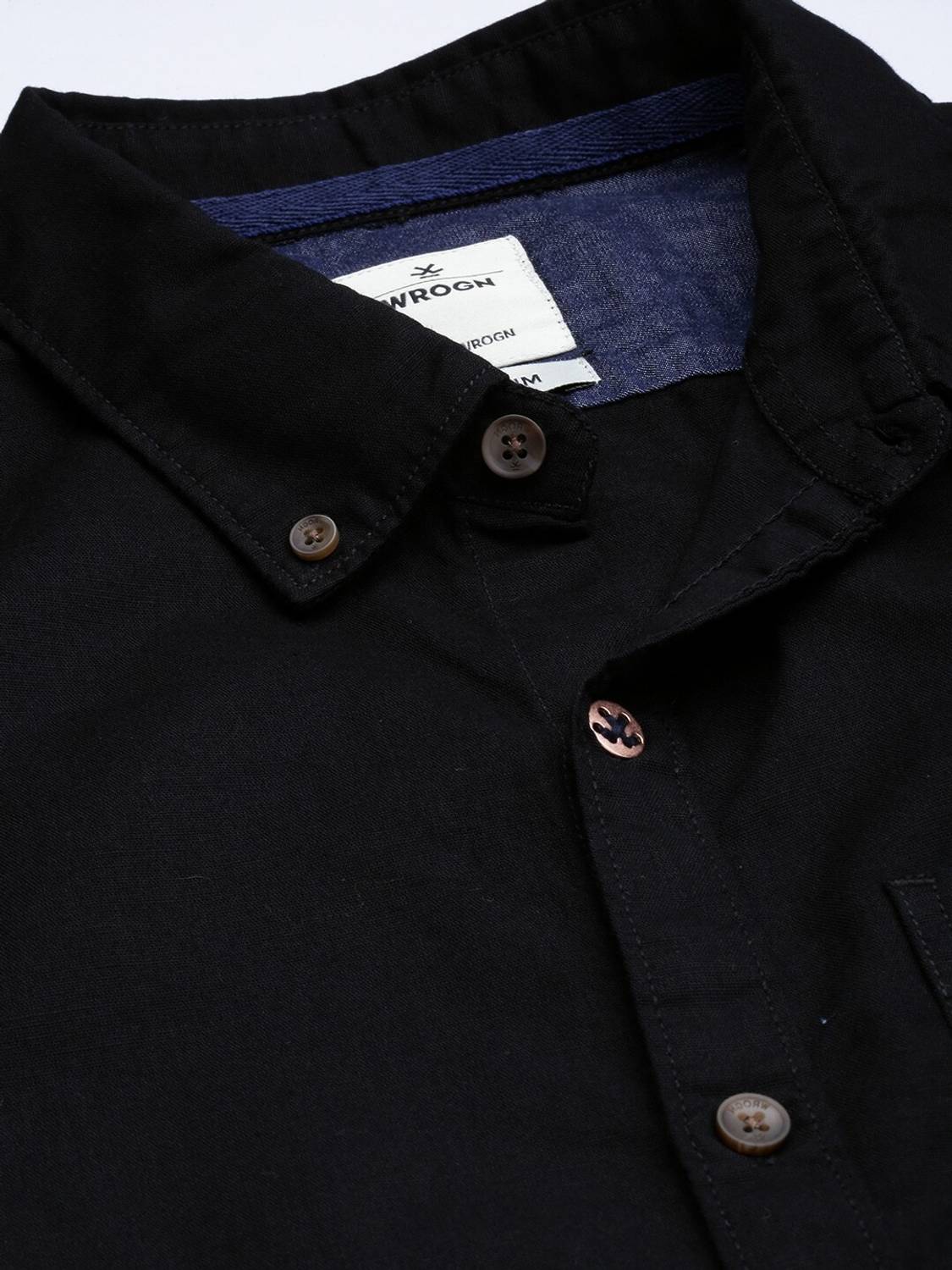 WROGN Men Solid Casual Black Shirt - Image 2