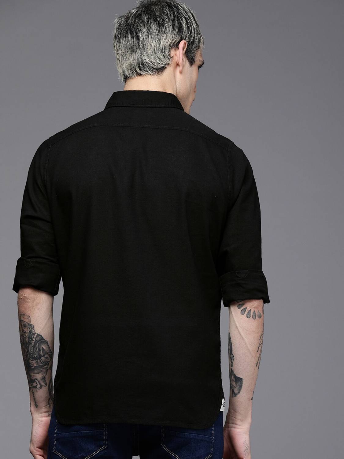 WROGN Men Solid Casual Black Shirt - Image 4
