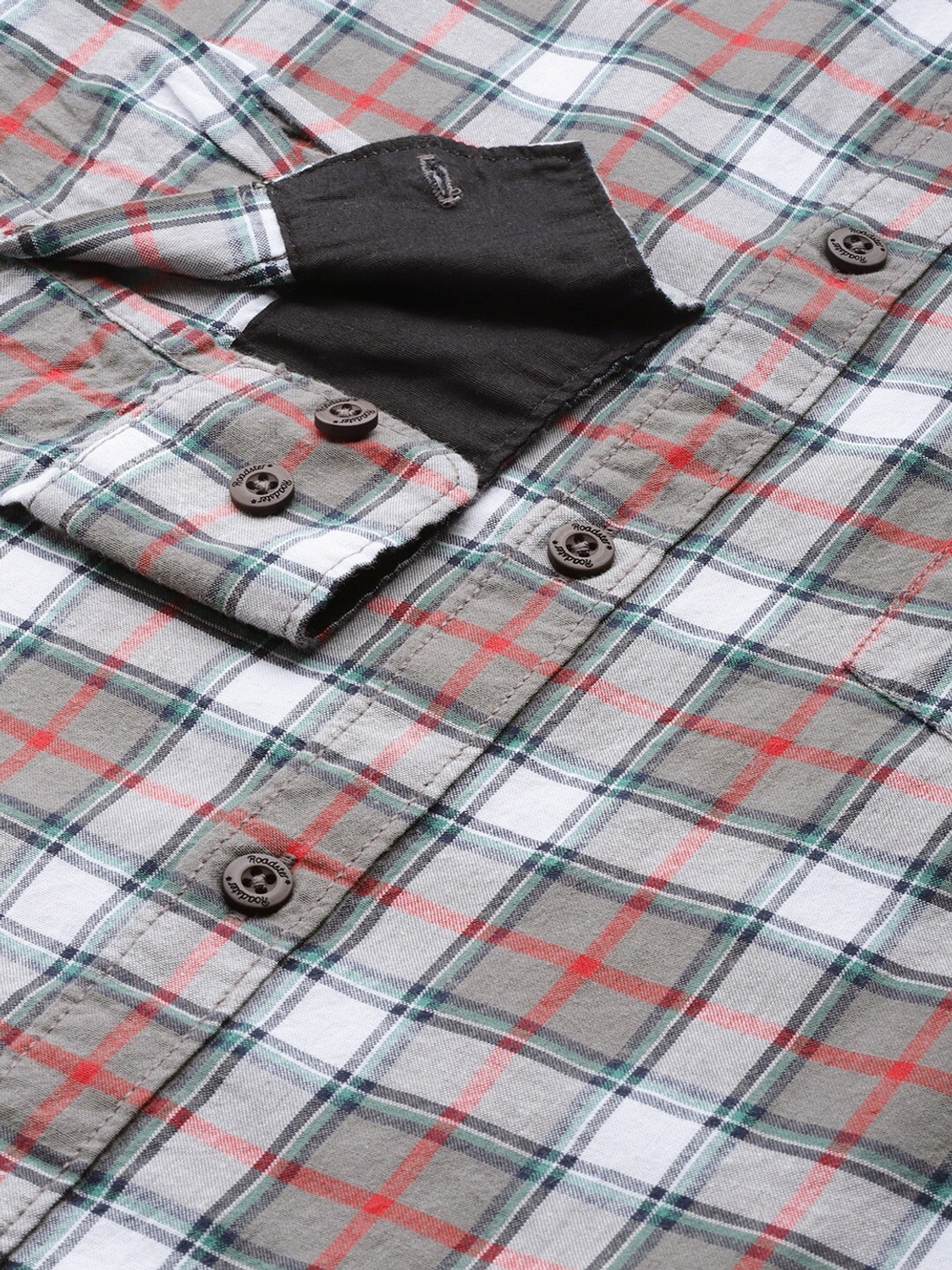 Image of Roadster Men Checkered Casual Grey Shirt