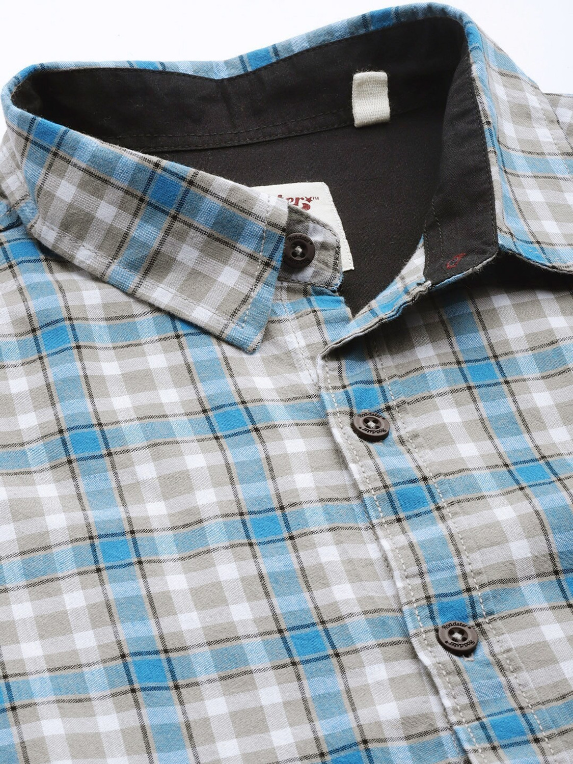 Image of Roadster Men Checkered Casual Grey Shirt