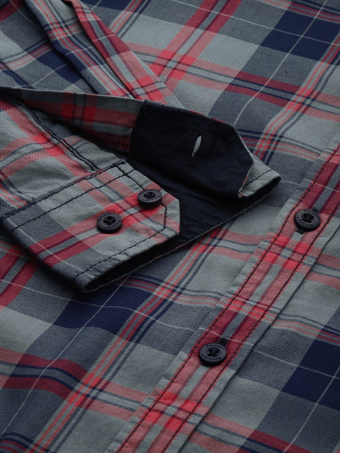 Image of Roadster Men Checkered Casual Blue Shirt