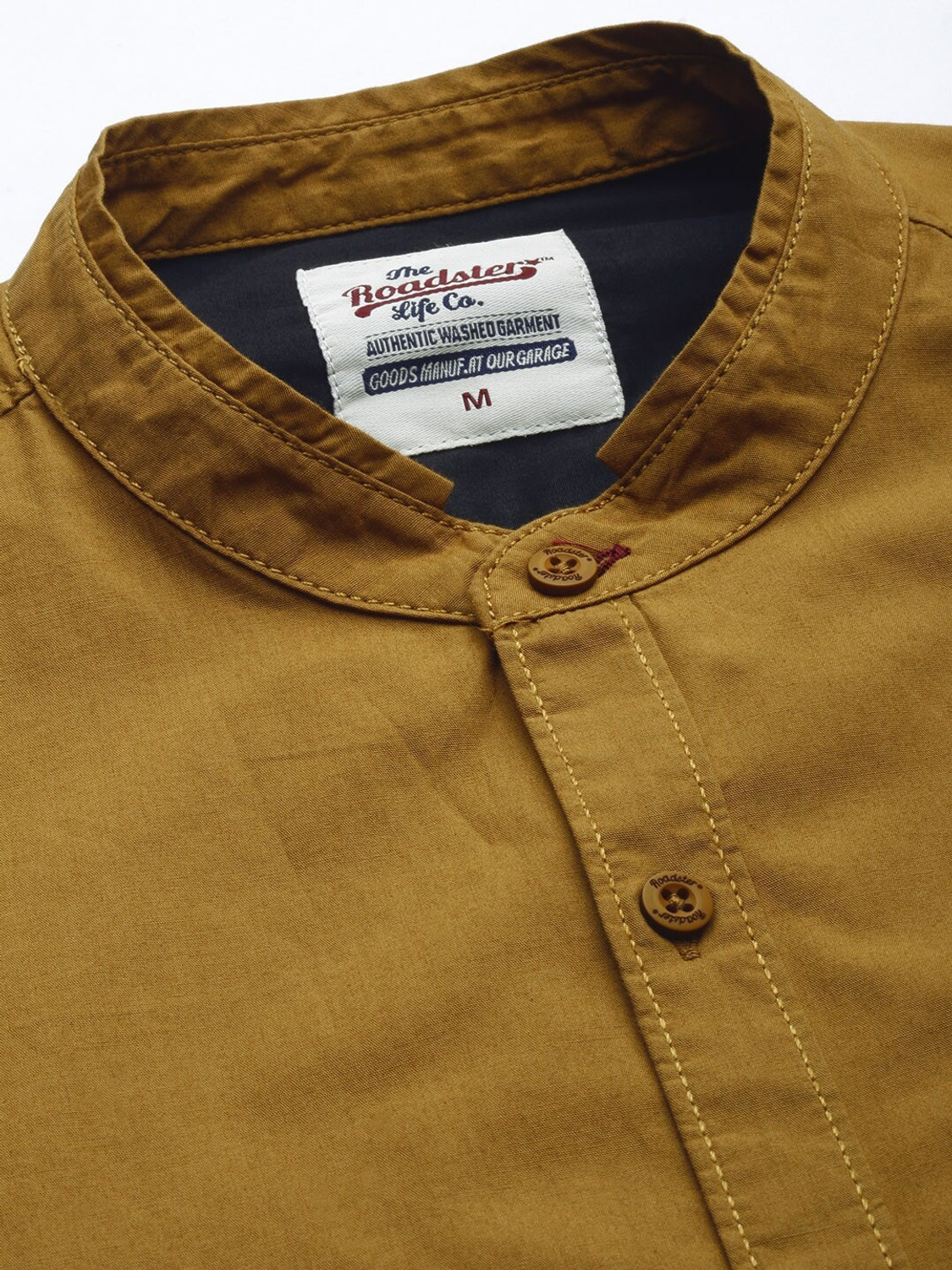 Image of Roadster Men Solid Casual Yellow Shirt