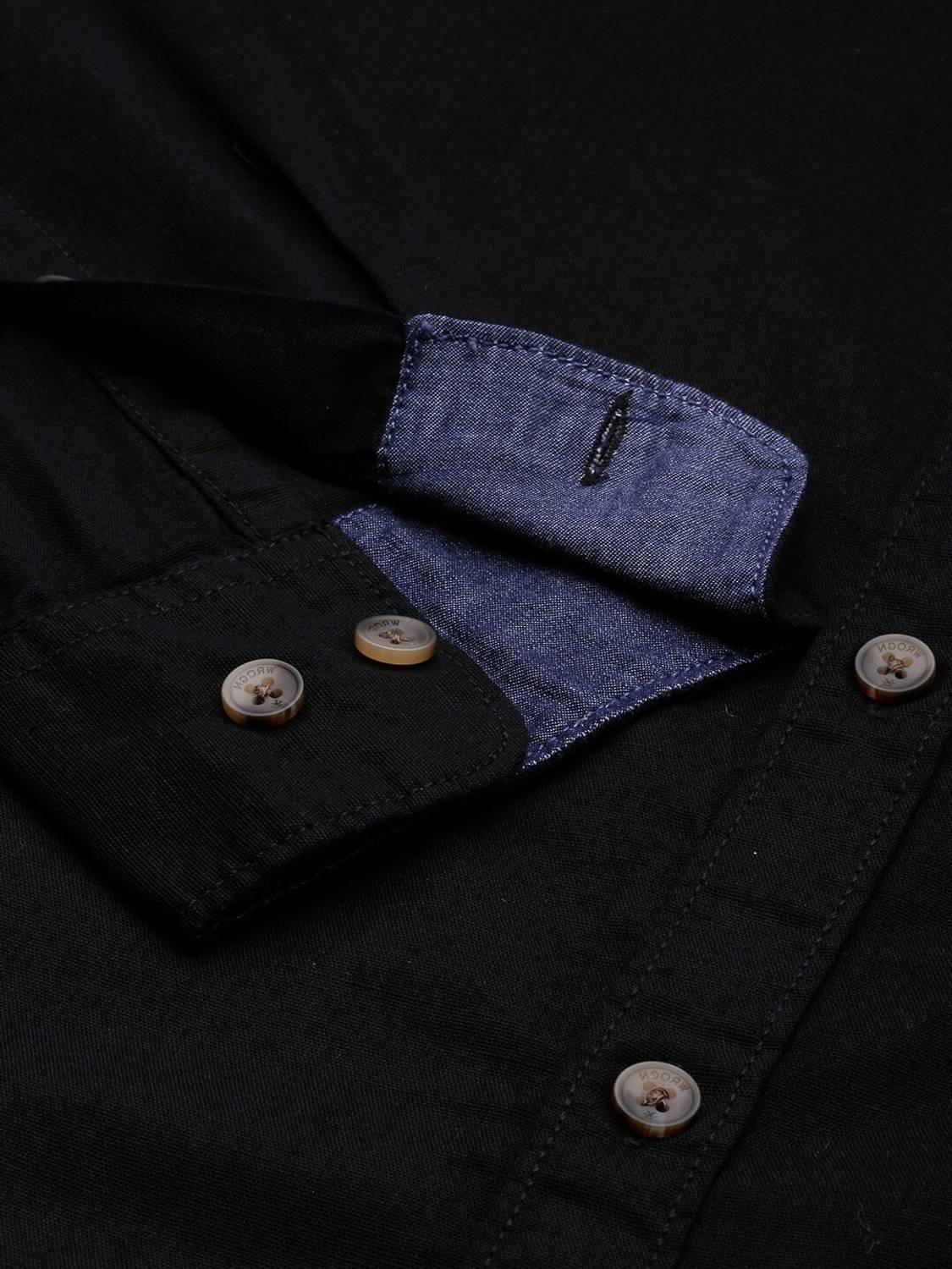 WROGN Men Solid Casual Black Shirt - Image 3