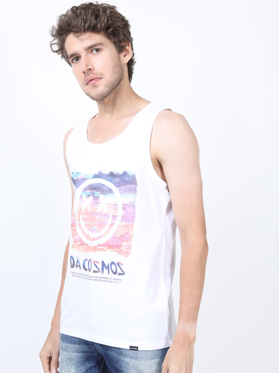 Image of HIGHLANDER Solid Men Round Neck White T-Shirt
