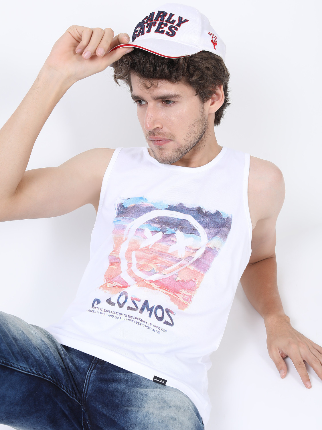 Image of HIGHLANDER Solid Men Round Neck White T-Shirt
