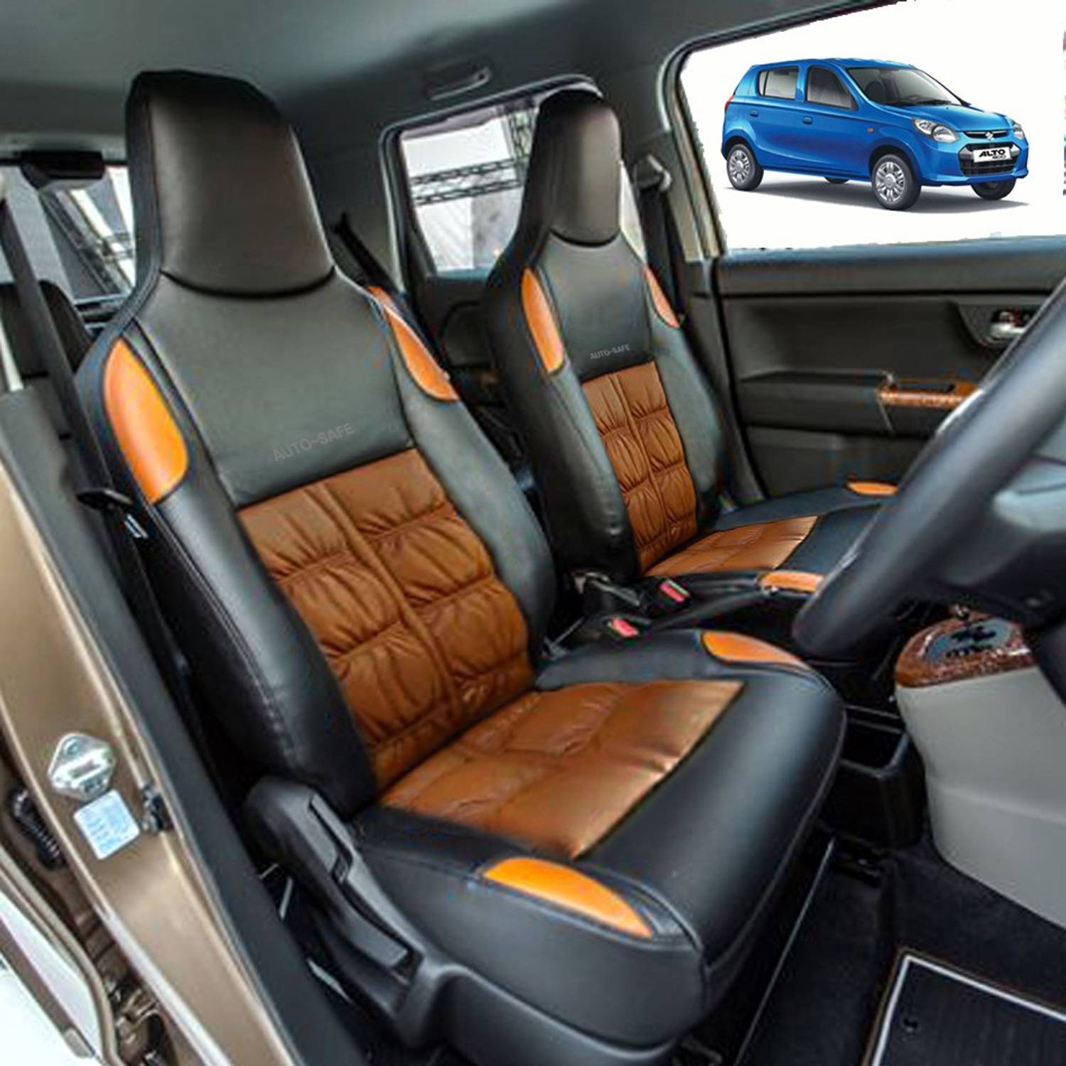 AutoSafe Leather Car Seat Cover For Maruti Alto K10