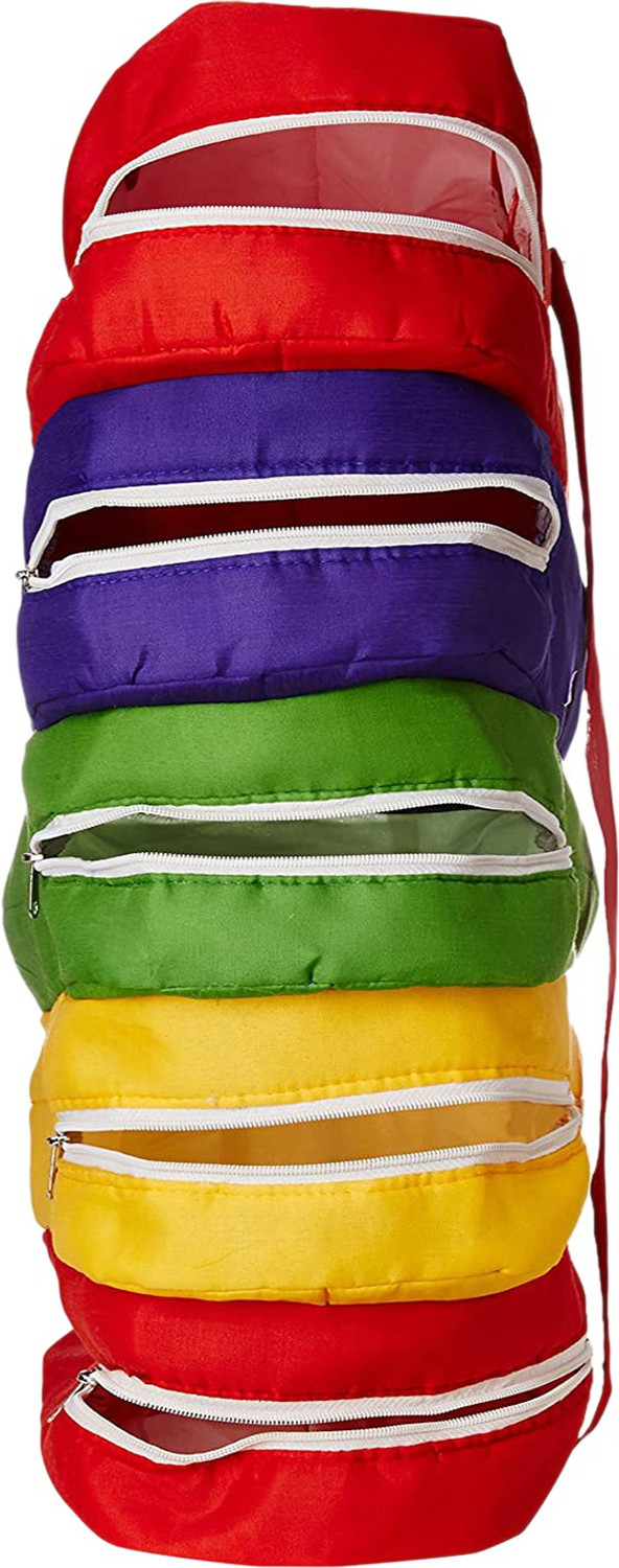 Image of KUBER INDUSTRIES 5-Tier Hanging Cotton Shoe Organizer, Cover,Travelling Kit (Multicolour) Shoe Organizer
