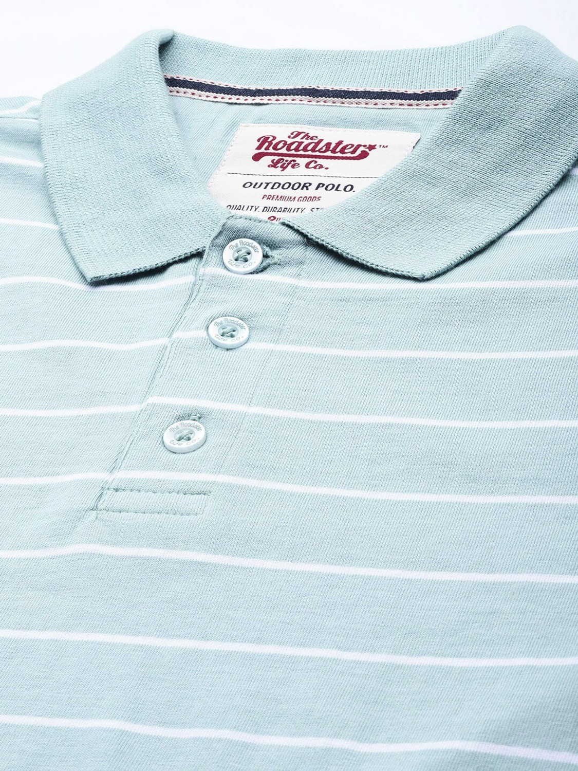 Image of Roadster Striped Men Polo Neck Blue T-Shirt