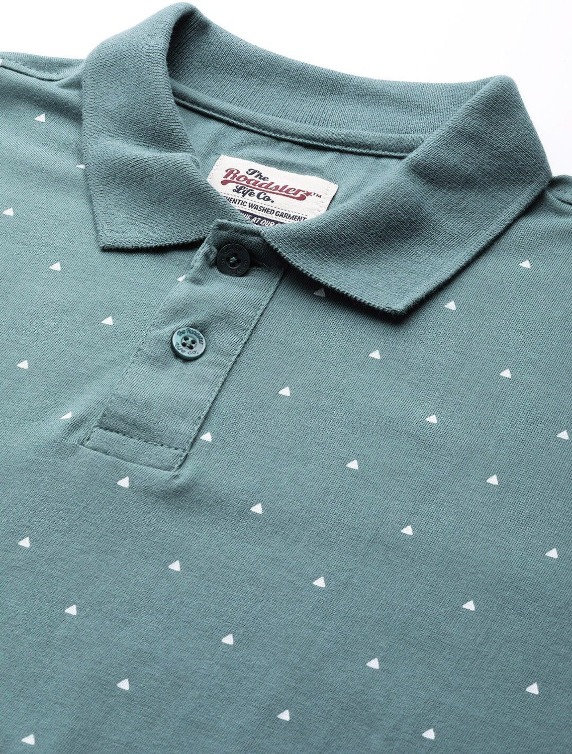 Image of Roadster Printed Men Polo Neck Blue T-Shirt