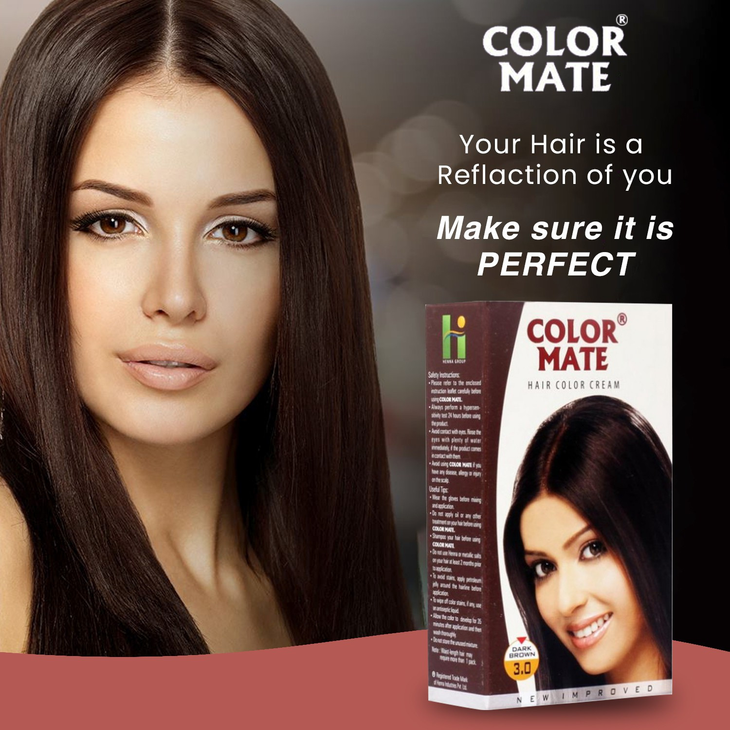Image of COLOR MATE Hair Cream , Dark Brown
