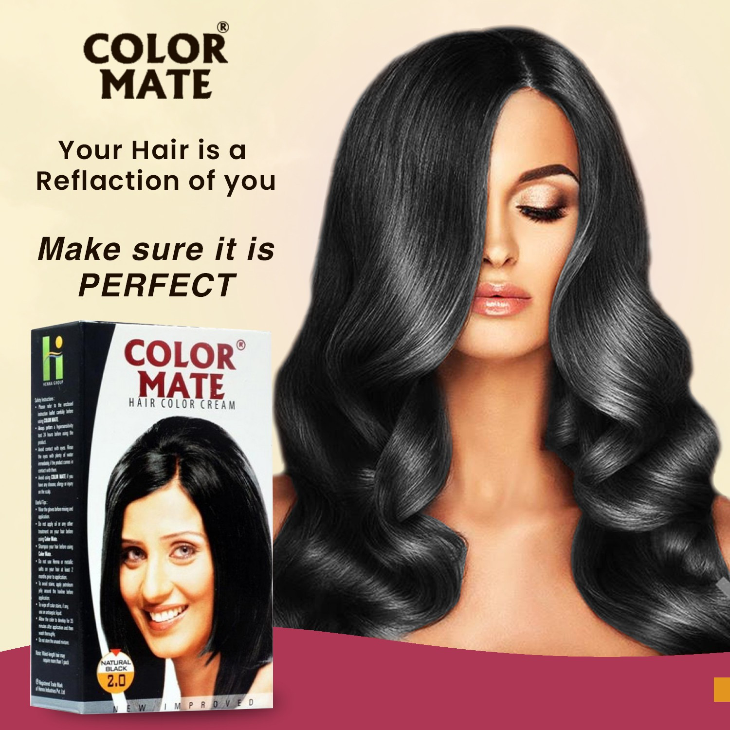 Image of COLOR MATE Hair Cream , Natural Black
