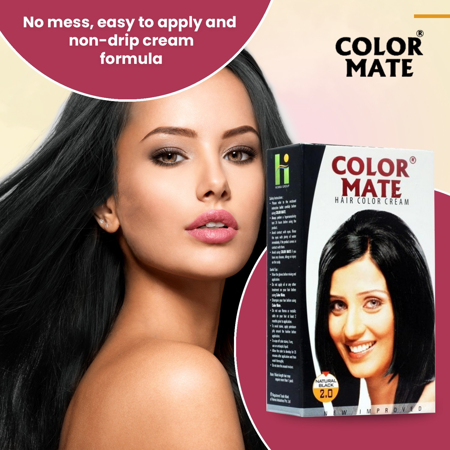 Image of COLOR MATE Hair Cream , Natural Black