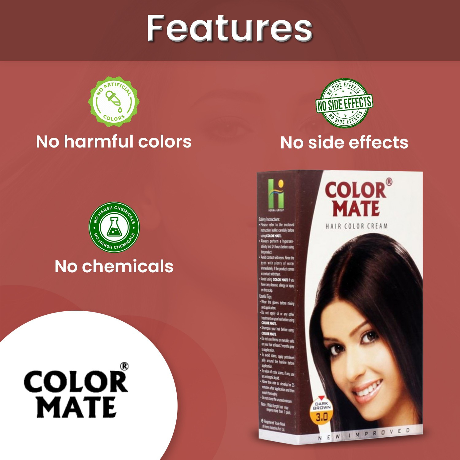 Image of COLOR MATE Hair Cream , Dark Brown