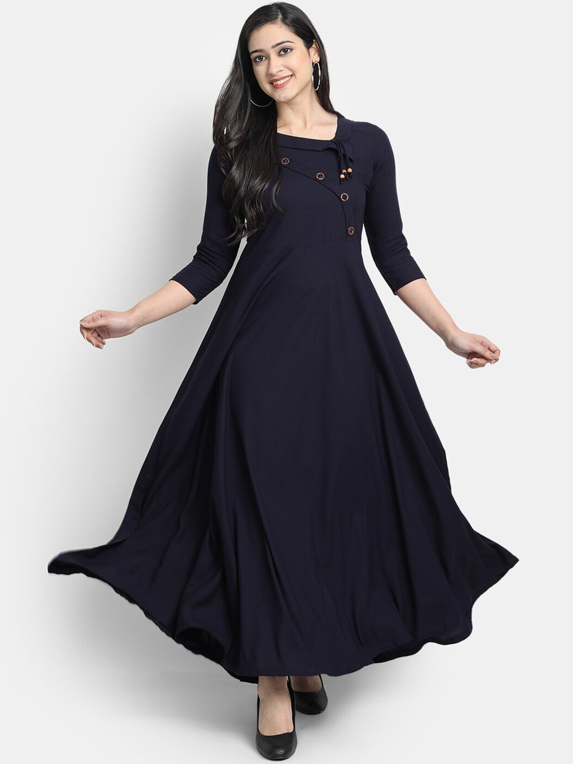 Image of Puebell Women Solid Flared Kurta