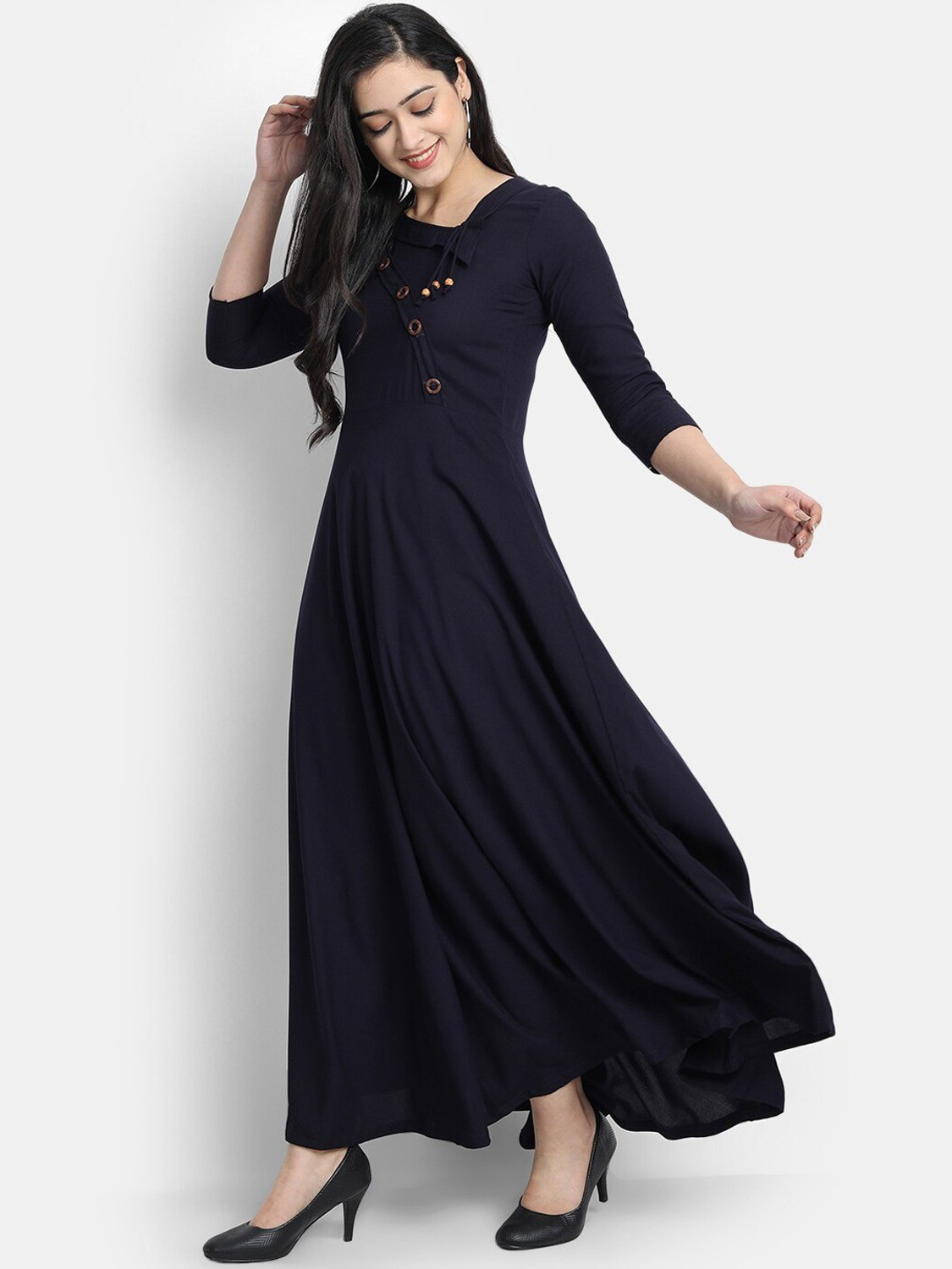 Image of Puebell Women Solid Flared Kurta